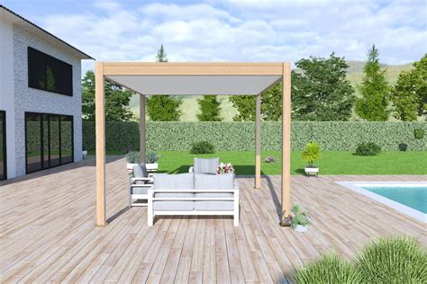 Ombréa Pergola bioclimatique autoportante bois 300 x 400 x H 258 cm