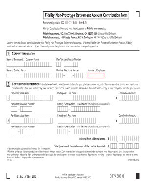 Fillable Online fidelity non prototype retirement account contribution ...