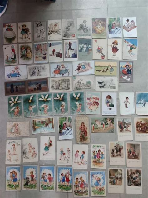 LOT DE 61 Cartes Postales Anciennes Cpa Fantaisie Enfants Bebes Poulbot