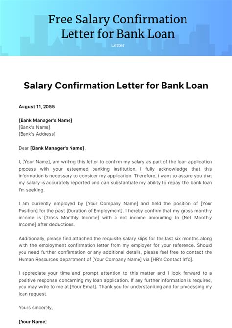 Free Salary Confirmation Letter For Bank Loan Template Edit Online