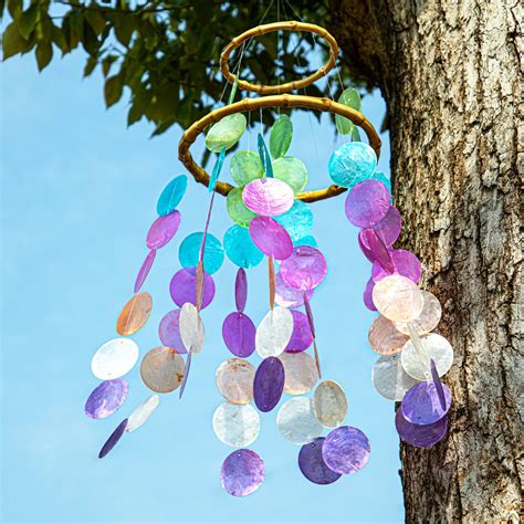 Handmade Rainbow Capiz Shell Wind Chimes Indoor Outdoor Etsy