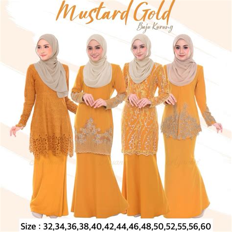 SALES SIZE 34 60 TEMA SEDONDON MUSTARD GOLD BAJU KURUNG RIAU