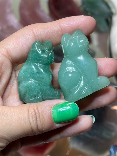 One Green Aventurine Cat Feng Shui Home | Etsy