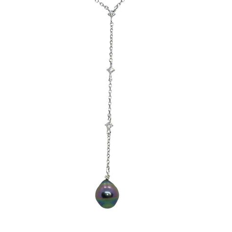 Collier Fin En Argent Avec Une Perle De Tahiti Couleur Plume De Paon