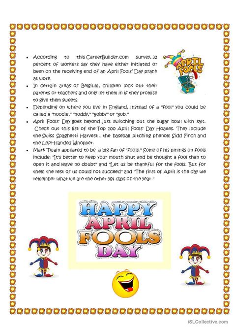 Happy April S Fools English ESL Worksheets Pdf Doc