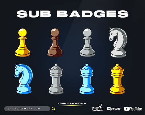 Twitch Chess Sub Badgesemotes 8 Badges Chess Figures Instant Delivery