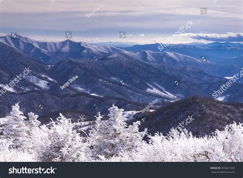 Sweeping View Snowcovered Blue Ridge Mountains Stock Photo 255621250 ...