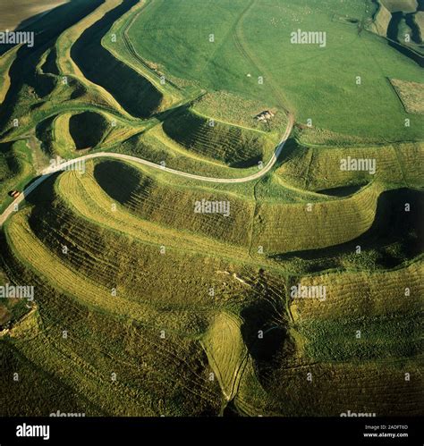 Maiden Castle. Aerial photograph of Maiden Castle, the largest hill ...