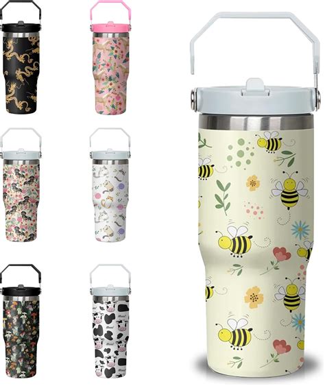 Amazon Qwpmvhsak Oz Bee Tumbler With Handle Lid And Straw Queen