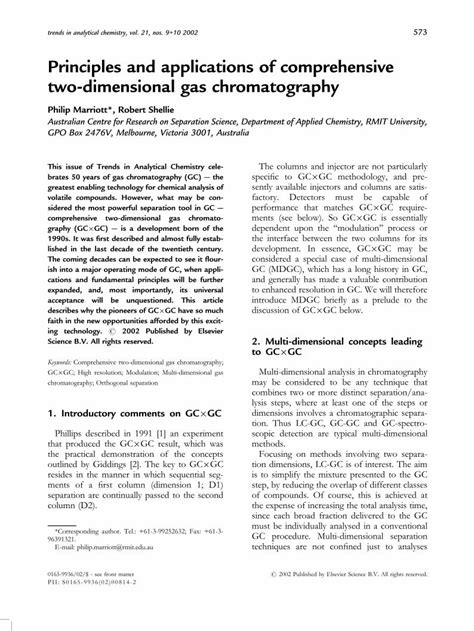 Pdf Principles And Applications Of Comprehensive Two Dimensional Gas