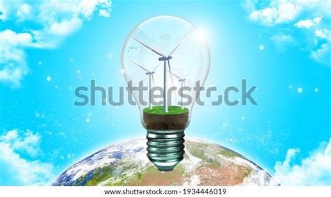 Lightbulb Wind Turbines Alternative Energy Concept Stock Illustration