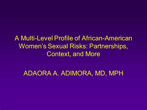 A Multi Level Profile Of African American Womens Sexual Risks