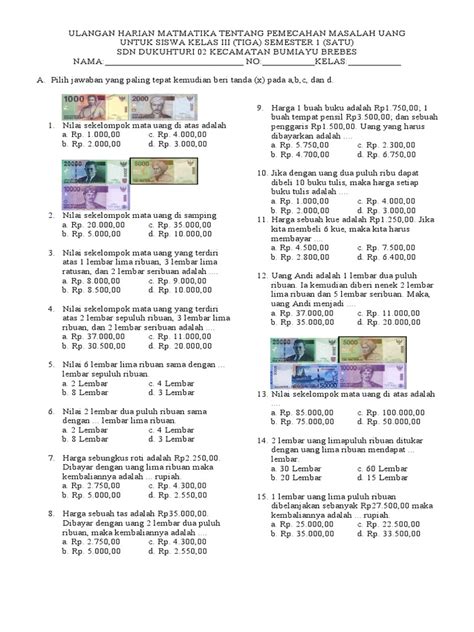 Soal Matematika Uang Pdf