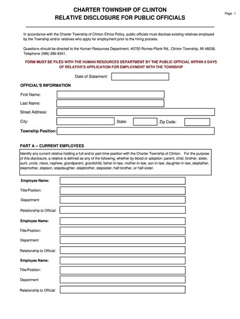 Fillable Online Electronic Form Clinton Township Disclosure Form Fds