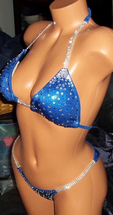 Style Royal Blue Metallic Hologram Competition Bikini With