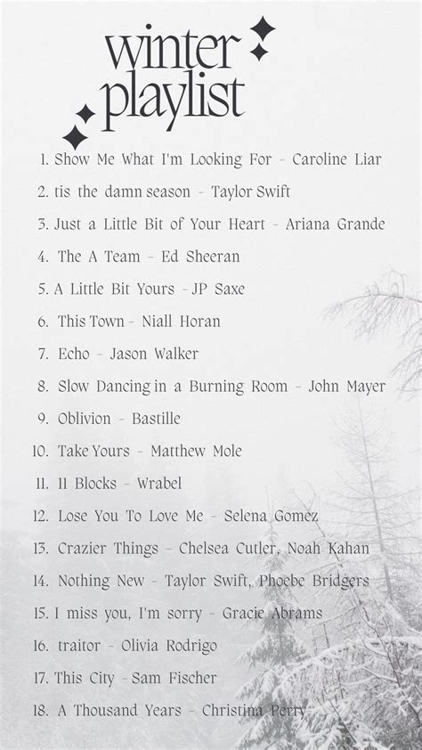 The Winter Playlist Is Shown In Black And White