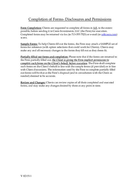 Fillable Online Completion Of Forms Disclosures And Permissions Fax
