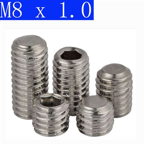 M8 X 1 0mm Fine Pitch Grub Screws Socket Set Screws 304 Stainless Steel