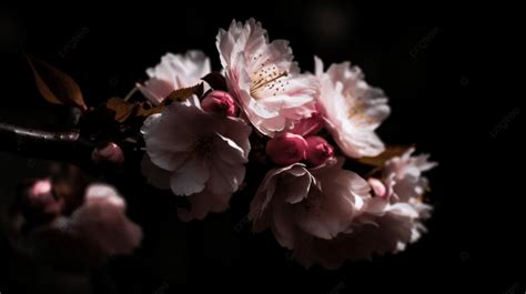 Latar Belakangbunga Sakura Dengan Latar Belakang Hitam Bunga Sakura