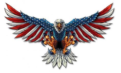 United States Bald Eagle With Flag Wings Patriotic Metal Wall Art 4