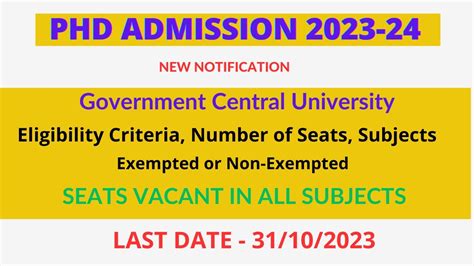 Central University Phd Admission Notification 2023 24 Session L Amu L