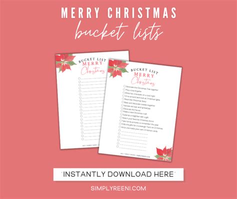 Free Printable Christmas Bucket Lists Simply Reeni