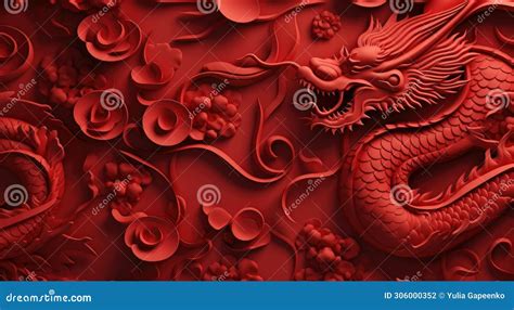 Red Wall Paper with Chinesestyle Red Dragon Wallpaper Stock ...