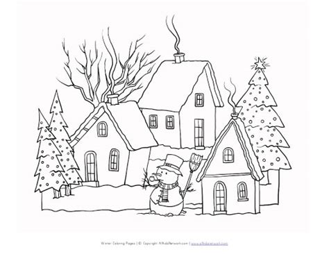 Winter Scene Coloring Page | All Kids Network