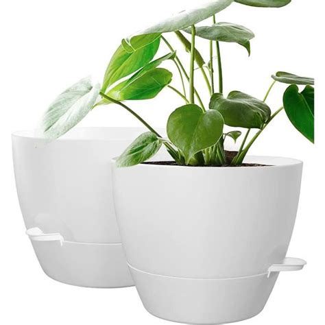 Lot De Grands Pots De Fleurs En Plastique Arrosage Automatique De