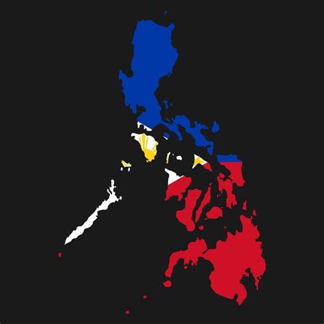 Philippines Map Silhouette With Flag On Black Background 3330782 Vector