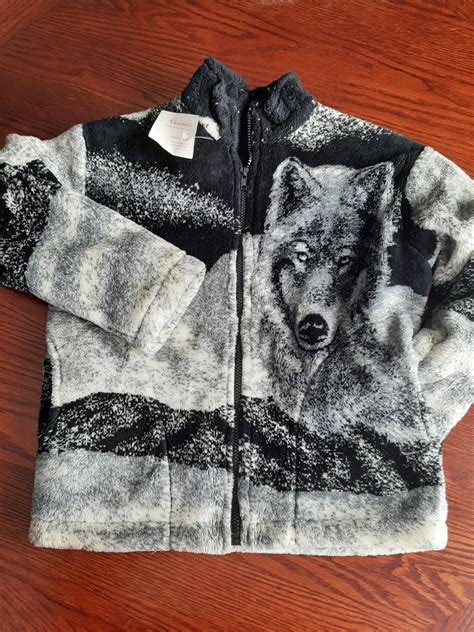 Wolf Print Fleece Jacket, Wolf Nature Animal Pattern Coat - Etsy