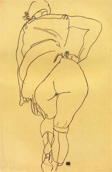 Semi Nude Back View Egon Schiele Wikiart Org Hot Sex Picture