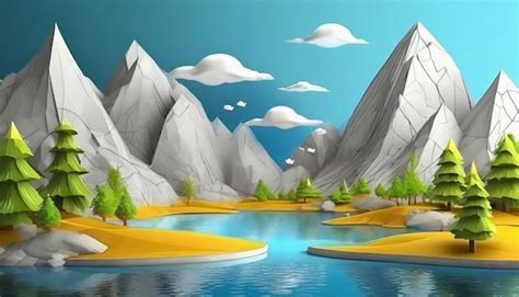 Premium Photo | View of 3d graphic nature landscape