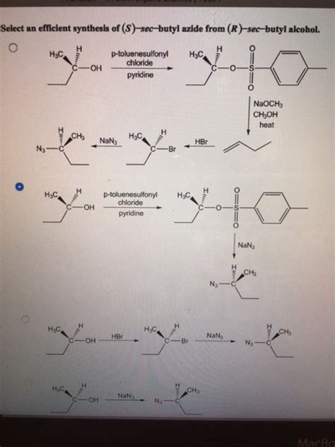 Solved Select an efficient synthesis of (S)-sec-butyl azide | Chegg.com