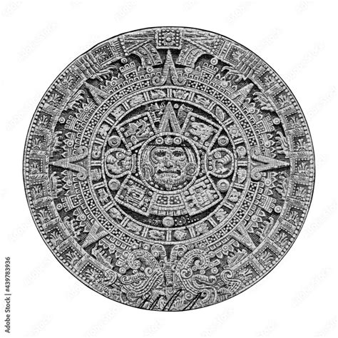 Maya civilization Aztec calendar extracted from banknotes Stock Photo ...