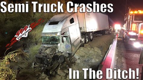 Semi Truck Crashes Into Ditch And Bridge Youtube