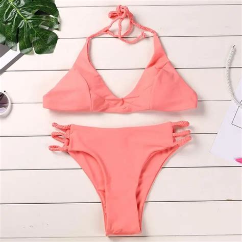 High Quality Pink Low Waist Thong Bikinis Women Low Waist Brazilian