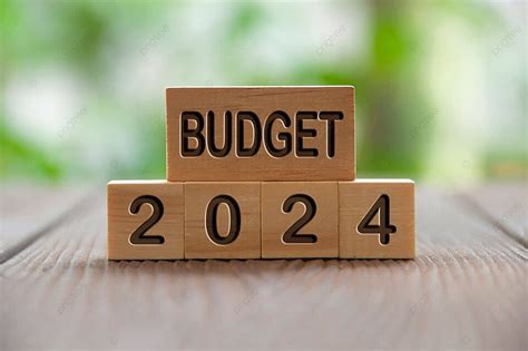 Yearly Concept Budget 2024 Written On Wooden Blocks Against Blurred