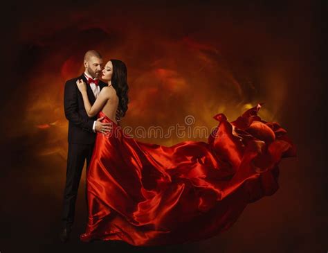 Elegant Couple Dancing In Love Woman In Red Clothes And Lover Stock Image Image Of Couple