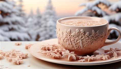 Hot Chocolate Warms The Winter With Sweet Marshmallow Topping Generated By Artificial