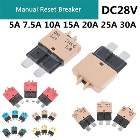 1pcs Circuit Breaker Blade Fuse 12v 24v Manual Resettable 5a 75a 10a