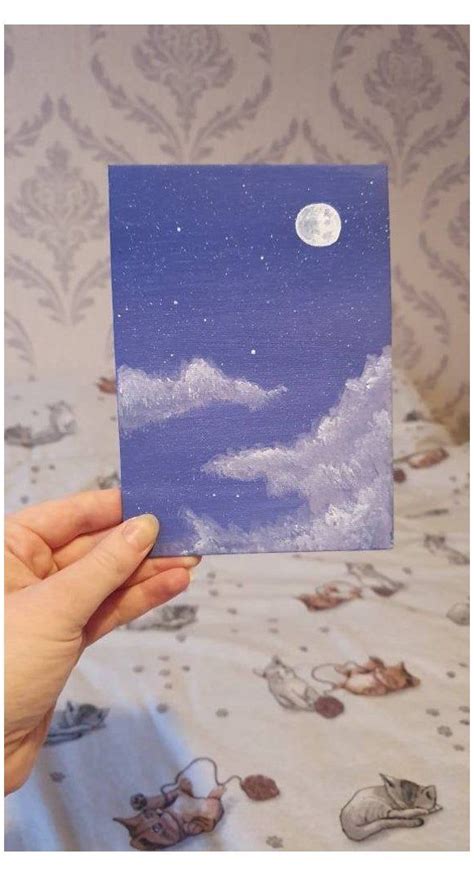 Acrylic moon – acrylic painting – moon art – clouds – sky #cloud # ...