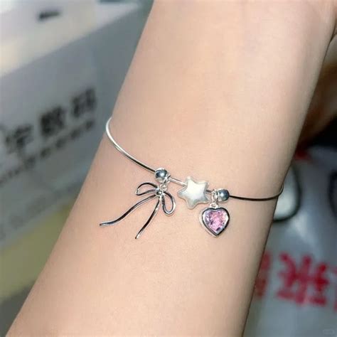 Pulsera Con Colgante De Estrella De Lazo De Coraz N De Circ N De