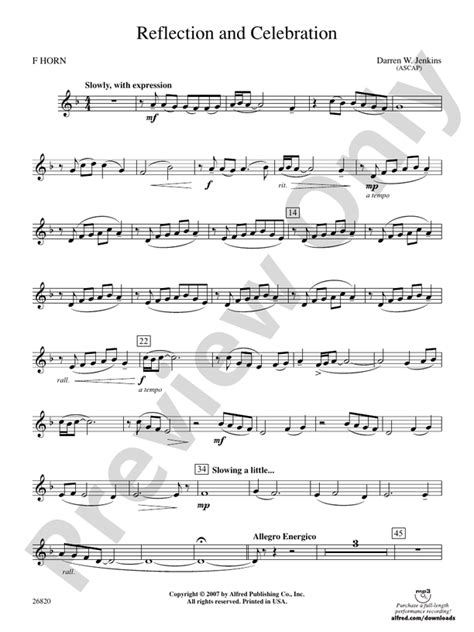 Reflection And Celebration 1st F Horn 1st F Horn Part Digital Sheet Music Download