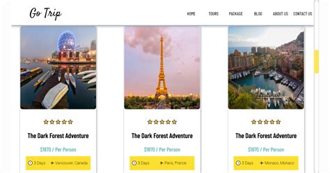 Travel Tourism Website Using HTML And CSS Code Demo