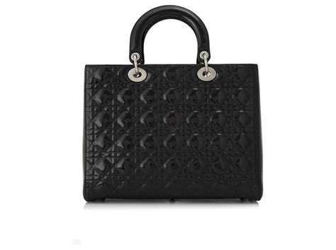 Cartable En Cuir Verni Lady Dior Large Cannage Noir Dior Cuir Vernis