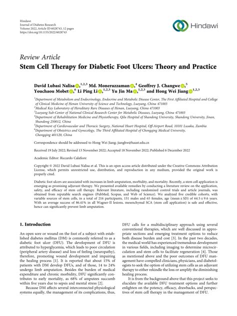 Pdf Stem Cell Therapy For Diabetic Foot Ulcers Theory And Practice