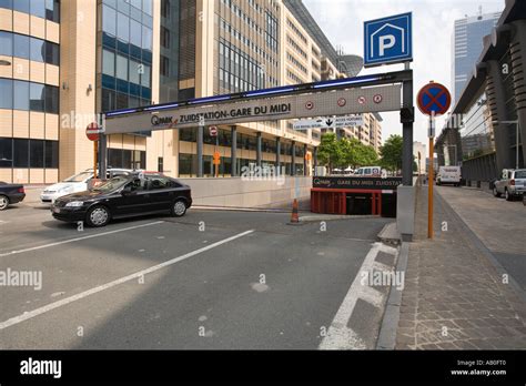 The underground car parking facilities at Gare du Midi Station Brussels ...