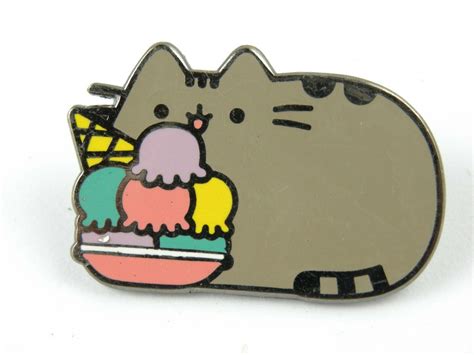 Pusheen Cat Pin Eating Ice Cream Enamel Collectible | #3925053047