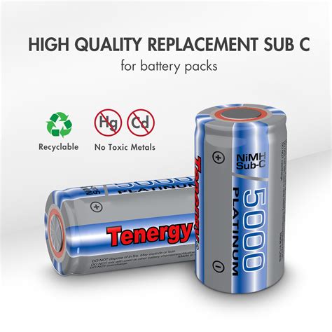 Tenergy Sub C 5000mah Nimh Rechargeable Battery Tenergy